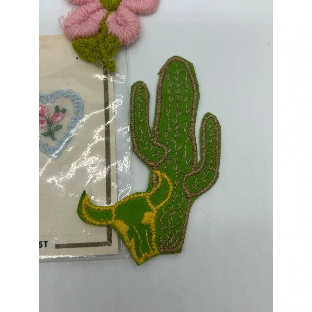 Vintage 60's Hippy Lot of 7 Patches Owl Flower Mushroom Lamb Cactus & Hearts